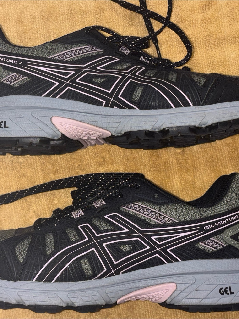 ASICS GEL-Venture 7 Women's Trail Running Shoes Black Pink Size 9.5 (1012A627)